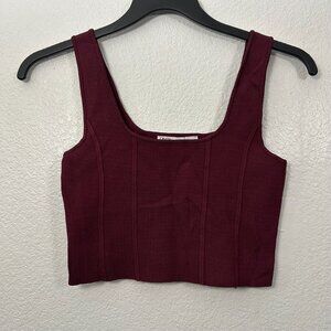 Zara Burgundy Bustier Cropped Knit Tank Top